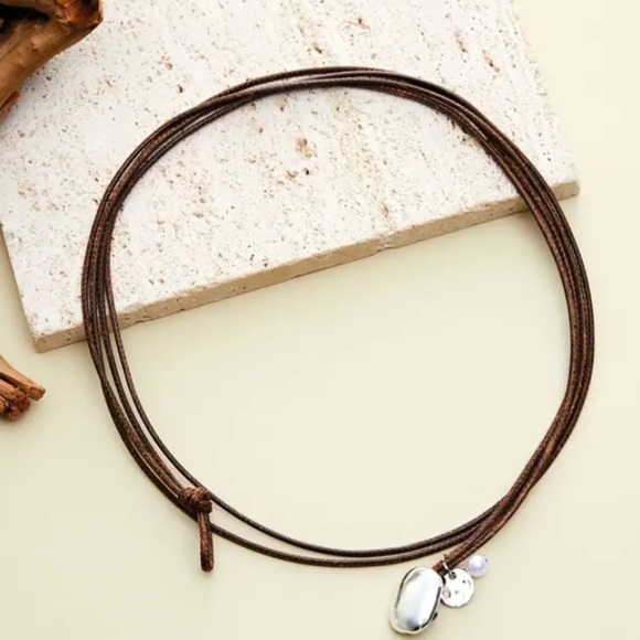 Silver Cord Vintage Statement Pendant Necklace, Bohemian, Boho, Tribal - Picture 2 of 6